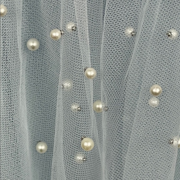New Mac Duggal Sample Fit Flare Mini Corset Dress Light Blue Pearl Accent Sz 2 - Picture 13 of 14